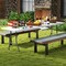 8 Feet Patio Portable Fold-in-Half Table with Robust Metal Legs and Joint Safety Lock